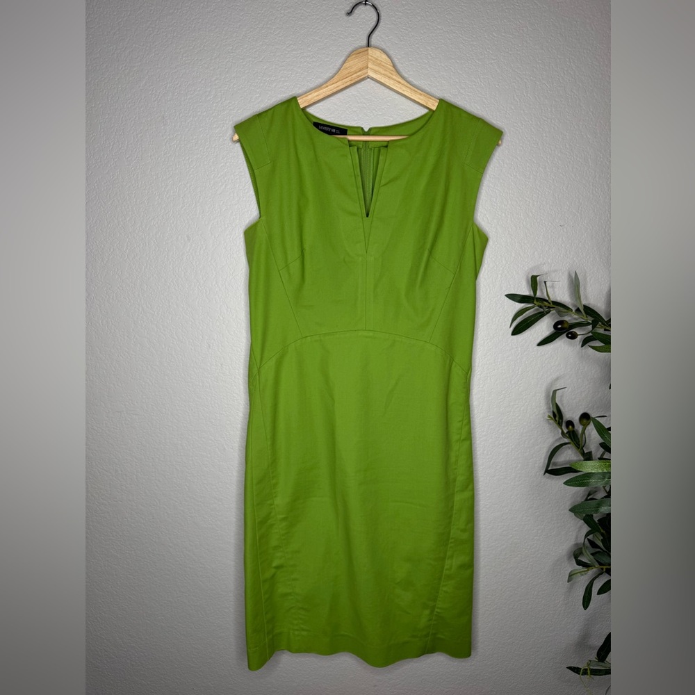 Lafayette 148 New York Sleeveless Sheath Dress Size‎ 6 Green Career Work
